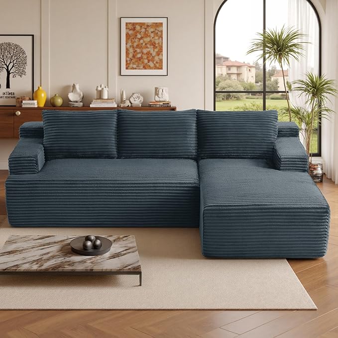 96''Sectional Couches for Living Room Modern Modular Sectional Sofa Upholstered Boneless Couch Comfy Cloud Couch with Chaise (Dark Grey, 96''W Right Facing Chaise)