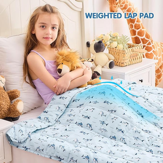 yescool Shark Weighted Blanket 3 Pounds Cooling Weighted Lap Blanket, Heavy Blankets for Sleeping, Weighted Throw Blanket Gift for 20-40lbs, 36"x48"