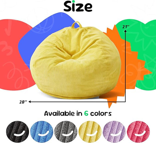 Hobestluk 2.5FT Bean Bag Chair Beanbags Small Bean Bag Chair with Filler Included Teardrop Bean Bag with Removable Cover for Bedroom Living Room (Small, Yellow)