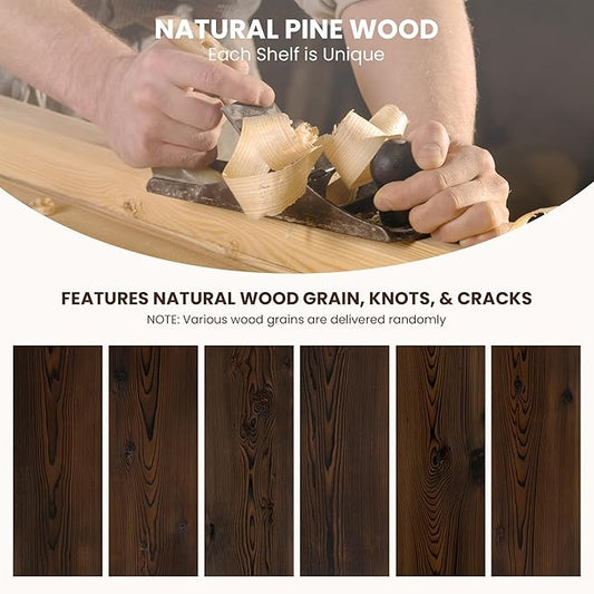 Dreamland 72 X 8 X 5 Fireplace Mantel - Solid Rustic Wood Wall Mounted Floating Shelf - Handcrafted Wood Fireplace Mantels - Floating Fireplace Mantel - Dark Brown