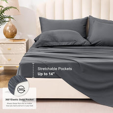 Love's cabin California King Comforter Set Soot Grey, 7 Pieces California King Bed in a Bag, All Season Bedding Sets with 1 Comforter, 1 Flat Sheet, 1 Fitted Sheet, 2 Pillowcase and 2 Pillow Sham