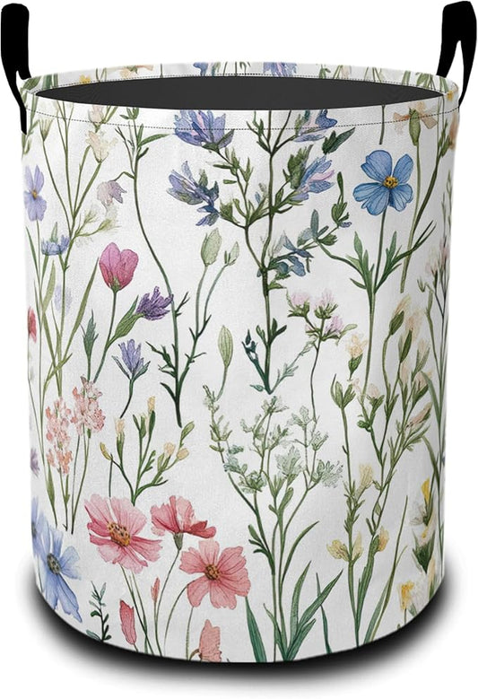 Laundry Basket,Retro Lavender Large Canvas Fabric Lightweight Storage Hamper Organizer Dirty Clothes Collapsible Waterproof for College Dorms,Bathroom