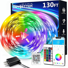 DAYBETTER LED Strip Lights 130 ft (2 Rolls of 65.6ft), LED Lights Smart App Control Lighting Bedroom Rome Decor with Remote, RGB Music Sync Color Changing LED Lights for Bedroom Party