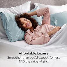 Bedsure King Size Satin Pillowcase Set of 2 - Light Turquoise Silky Pillow Cases for Hair and Skin with Envelope Closure, Similar to Silk Pillow Cases, Gifts for Women Men, 20x36 Inches, 2pcs