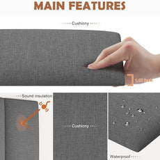 IFNOW Upholstered Wall Mounted Headboard, 3D Soundproof Wall Panels Peel and Stick Headboard for Queen Size, Home Decor, Reusable and Removable Tufted Bed Headboards in Dark Grey(9 Panels, 10