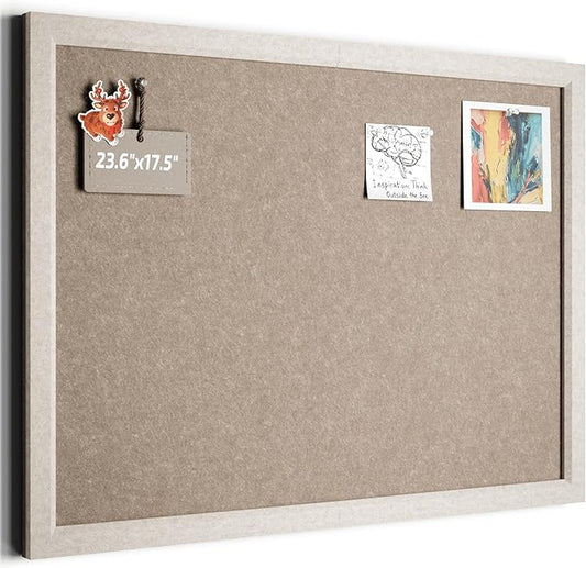 Foldable Cork Board Alternative, Felt Bulletin Board 24" x 18" Oatmeal Frame with 16 Adhesive Tabs, Pin Board for Home Office, Classroom, Entryway, Kitchen Wall Decor—Deep Camel