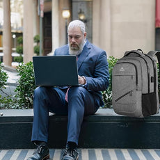 MATEIN Travel Laptop Backpack, 17 Inch Work TSA Approved Carry on Backpack, Large Computer Business Bag for Men Women with USB Port and Trolley Sleeve, College School Rucksack Book Bag, Grey