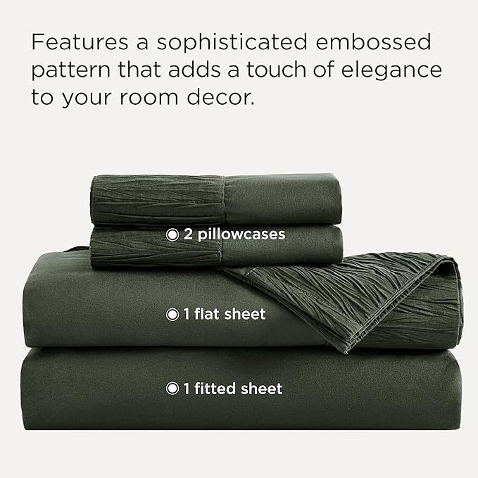 Bedsure Full Size Bed Sheets - 4 Pieces Soft Full Sheet Set - Breathable & Cooling - Hotel Luxury - Easy Care Polyester Microfiber Bedding for Women, Men, Olive Green