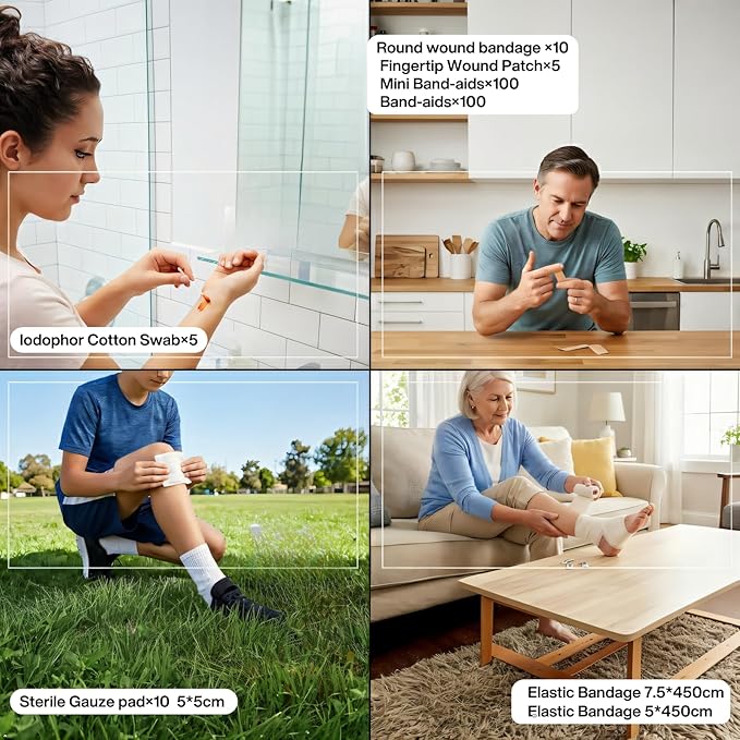 284 PCS First Aid Kit for Home, Car, Travel & Outdoor – Compact Portable Emergency Survival Kit for Camping, Hiking, Office, Business, and Public Use – Red Small Medical Essential Set