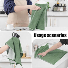 Homaxy Premium Kitchen Towels(18”x 28”, 8 Pack), Large Cotton Kitchen Hand Towels, Flat and Terry Dish Towels, 380 GSM Highly Absorbent Tea Towel Set with Hanging Loop, Grass Green