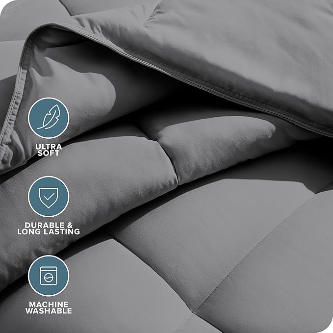 Bare Home Duvet Insert Comforter - King/California King - Goose Down Alternative - Ultra-Soft - Premium 1800 Series - All Season Warmth - Bedding Comforter (King/Cal King, Grey)
