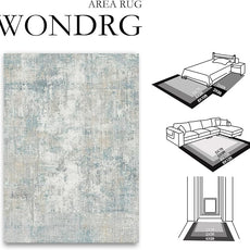 5x7 Washable Area Rug Blue Cream Abstract Living Room Bedroom Carpet Neutral Modern Non-Slip Soft Low Pile Lightweight Vacuumable Throw Rug for Dining Room Entryway