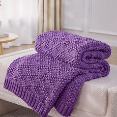 Knitted Weighted Blanket for Adult, Chunky Knit Weighted Throw for Sleep 60