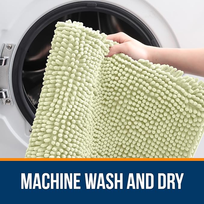 OLANLY Bathroom Rugs 30x20, Extra Soft Absorbent Chenille Bath Rugs, Rubber Backing Quick Dry, Machine Washable Bath Mats for Bathroom Floor, Tub and Shower, Home Decor Accessories, Vanilla