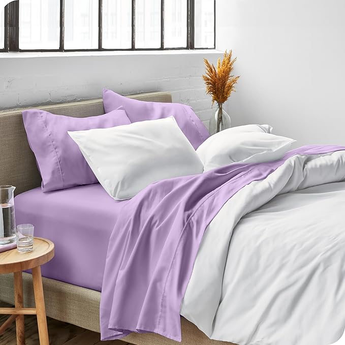 Bare Home Split Head Flex King Sheet Set - 1800 Ultra-Soft Microfiber Bed Sheets - Double Brushed - Deep Pockets - Easy Fit - 4 Piece Set - FlexTop King Bedding Sheets (Split Head Flex King, Lavender) BareHome