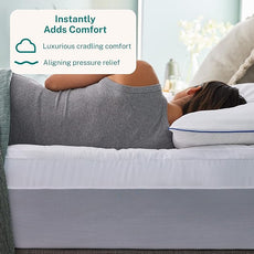 Sleep Innovations Dual Layer 4 Inch Memory Foam Mattress Topper, Full Size, Ultra Soft Support, 3 Inch Cooling Gel Memory Foam Plus 1 Inch Fluffy Pillow Top Cover