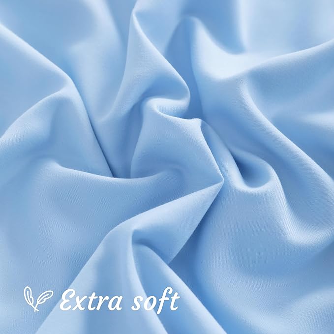 NTBAY King Pillow Cases Set of 2, 2 Pack Brushed Microfiber 20x36 Pillow Cases, Soft, Wrinkle, Fade, Stain Resistant Sky Blue Pillow Cases with Envelope Closure, 20x36 Inches, Sky Blue
