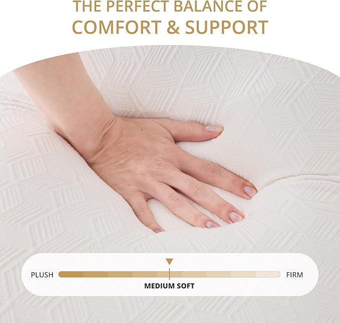 EGOHOME Bed Pillow Standard Size - Memory Foam Made in USA - for Side, Back and Stomach Sleepers, Neck Support with Washable & Removable Cover, Medium Soft, 1 Pack