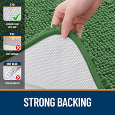 OLANLY Bathroom Rugs 44x24, Extra Soft Absorbent Chenille Bath Rugs, Rubber Backing Quick Dry, Machine Washable Bath Mats for Bathroom Floor, Tub and Shower, Home Decor Accessories, Olive Green