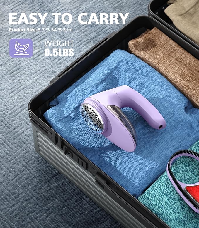 POPCHOSE Fabric Shaver, Rechargeable Lint Remover Defuzzer Sweater Shaver, Fuzz Remover for Clothes, Sweater, Furniture, Couch, Cashmere(Two 6-Leaf Blades Extra, Electrostatic Brush)…