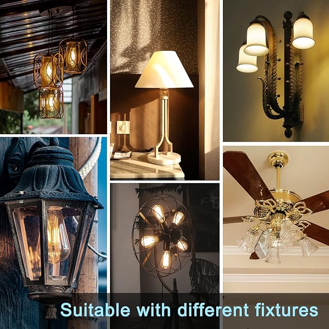 TJOY 10 Pack Vintage 8W ST58 LED Edison Light Bulbs, Dimmable, 60W Equivalent, 800Lumens, 2700K Warm White, E26 Base LED Filament Bulb, CRI80+, Antique Glass Style for Home, Bedroom, Office, Farmhouse