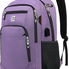 Laptop Backpack,Business Travel Anti Theft Slim Durable Laptops Backpack with USB Charging Port,Water Resistant College Computer Bag for Women & Men Fits 15.6 Inch Laptop and Notebook-Purple