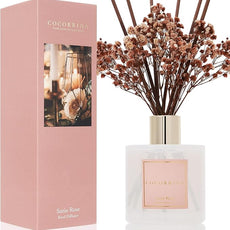 Cocorrína Reed Diffuser Sets- Satin Rose Scented Diffuser with Sticks Home Fragrance Reed Diffuser for Bathroom Shelf Decor