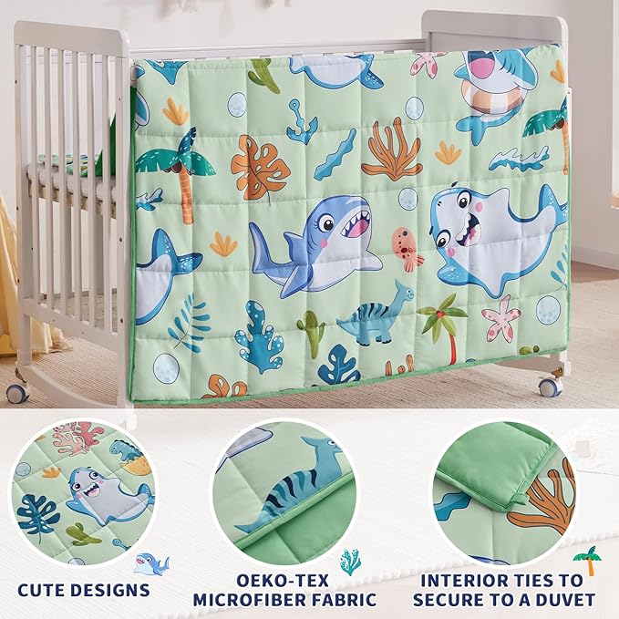 anfie Weighted Blanket Kids (36"x48" 5lbs) Weighted Blanket Cooling Blanket for Sleeping,Throw Size Breathable Blanket with Premium Glass Bead(Green Shark)