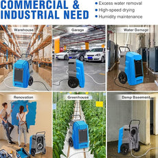 MOUNTO 180Pints LGR Industrial Dehumidifier with Pump and Drain Hose, Portable Commercial Dehumidifier with Wheels for Home, Basements, Garages, and Job Sites
