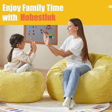 Hobestluk 3.5FT Bean Bag Chair Adult Bean Bag Chair Large Bean Bag Chair with Filler Included Teardrop Bean Bag with Removable Cover for Bedroom Living Room - (Large, Yellow)