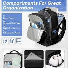 Vacuum Backpack Travel with Pump, Travel Backpack with Vacuum System, Carry on Luggage 18x14x8 Airline Approved Travel Bag, mochila de viaje compresion al vacio, Waterproof Laptop Backpacks,Black