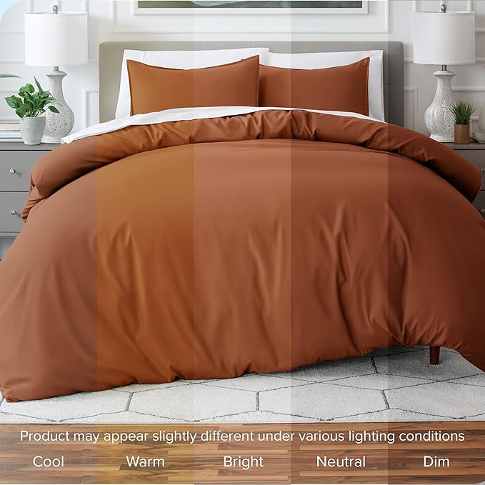 Bare Home Bedding Duvet Cover California King Size - Premium 1800 Super Soft Collection - Lightweight, Cooling - Soft Breathable Bedding Duvet Cover (Cal King, Terracotta)