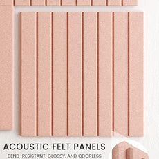 Bumusty Large Cork Board Alternative-47 x35 Felt Bulletin Board Tiles, with 30 Pushpins, 70 Adhesive Tabs, 12-Pack Slat Wall Paneling, Cork Boards for Office Push Pin Board Felt Board-Pink