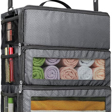 Suitcase Organizer, Travel Luggage Organizer Hanging Shelves Packing Cube Closet/Collapsible Portable Travel Organizer for Carry-on