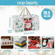 VENO 6 Pack Moving Bags, Large Christmas Storage Bins with lids, Packing Supplies for College, Alternative to Moving Boxes, Foldable, Heavy-Duty Tote, Christmas Pattern (Pastel Forest, 6 Pack)