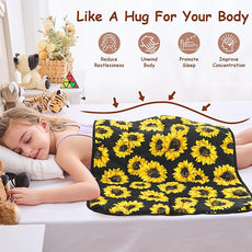 yescool Weighted Lap Blanket 2 Pounds Cooling Weighted Lap Pad, Sunflower Small Weighted Blanket, Weighted Throw Blanket Gift for Travel Indoor Outdoor, 20
