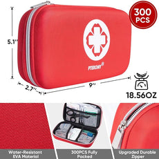 PTEROMY 300 Piece First Aid Kit, Portable Small Emergency Kits Compact 1st Aid Kit with Hard Storage Case for Car, Travel, Home, Camping, Outdoor, Hiking