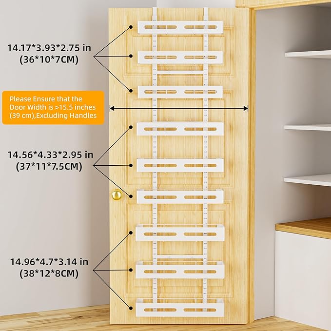 Moforoco White 9-Tier Over The Door Pantry Organizer, Pantry Organization And Storage, Metal Hanging Spice Rack Shelves Door