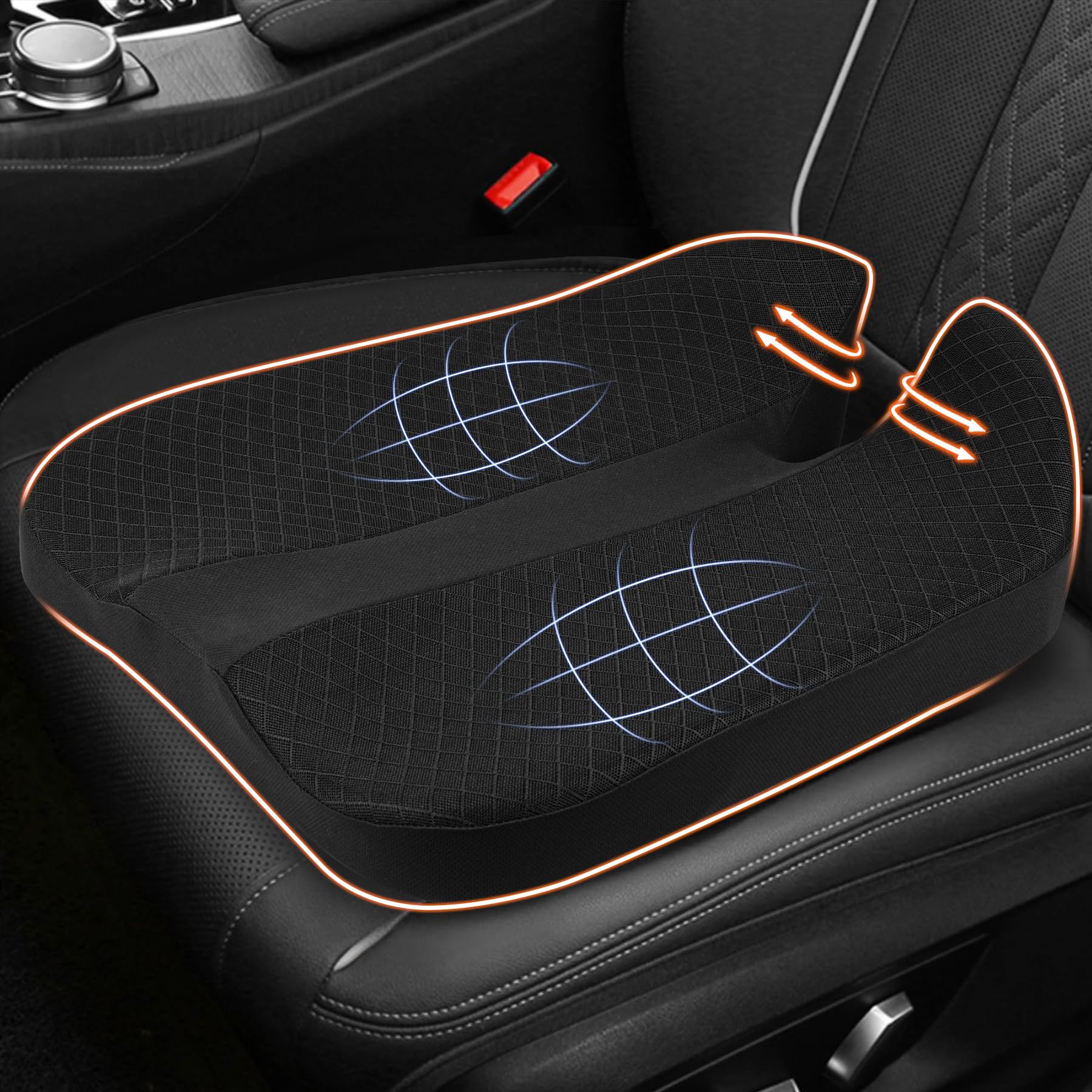 MYFAMIREA Truck Seat Cushion, Memory Foam Trucker Seat Cushion for Truck Driver Long Sitting with Adjustable Strap, Back Support and Pain Relief for Trucker Driving Car Office Chair and Pain Dormly