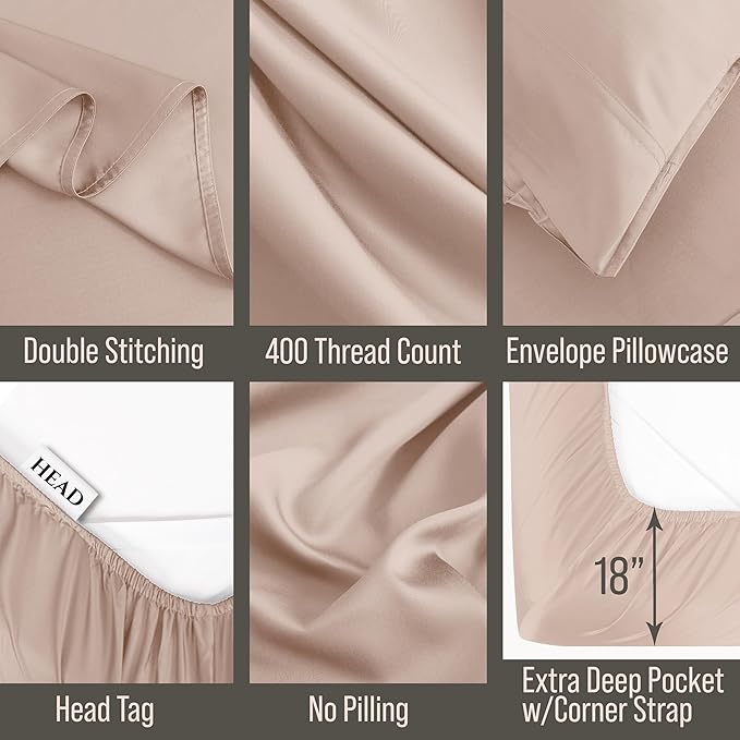 Bella Coterie Luxury Bamboo Viscose Full Size Sheet Set | 100% Organically Grown | Ultra Soft | Cooling for Hot Sleepers | 18" Deep Pocket [Dusty Rose] BC