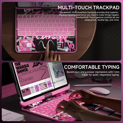 Transparent Keyboard Case for iPad 11” (10th & 11th Gen) – 360° Rotating, Backlit, Trackpad