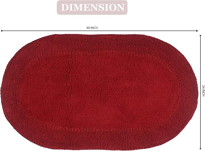 Home Weavers Double Ruffle Collection 100% Cotton Bathroom Rugs Set, Washable Rug, Extra Soft and Absorbent Bath Rug, Kitchen Mat, Bath Mat Set, Bath Floor Mat Non Slip, 24"x40" Rectangle, Red