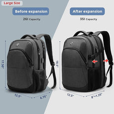 Swissdigital Design Travel Laptop Backpack for Men and Women, 35L Expandable Large College Backpack with USB Charging Port for Fits 17 Inch Notebook, Grey | SD1671-02