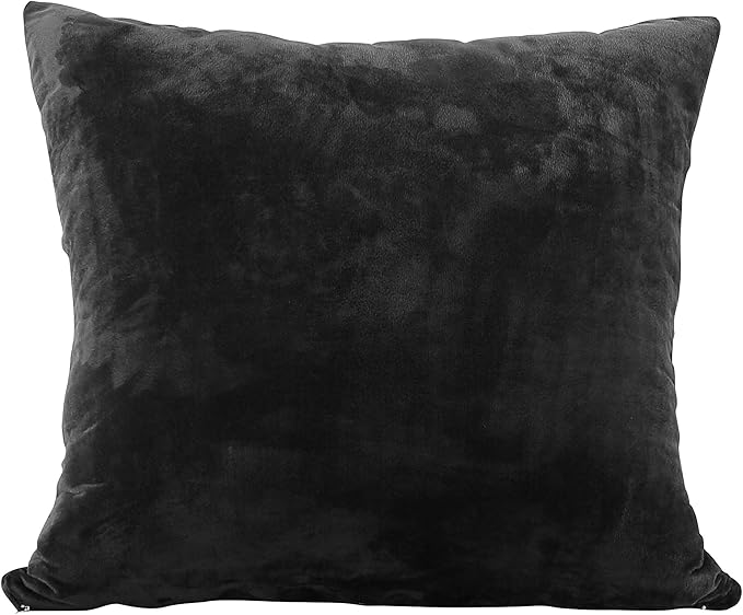 EVOLIVE Soft Micromink Euro Sham Cover Pillowcase Replacement with Zipper Closure (26"x26" Euro Sham, Black)