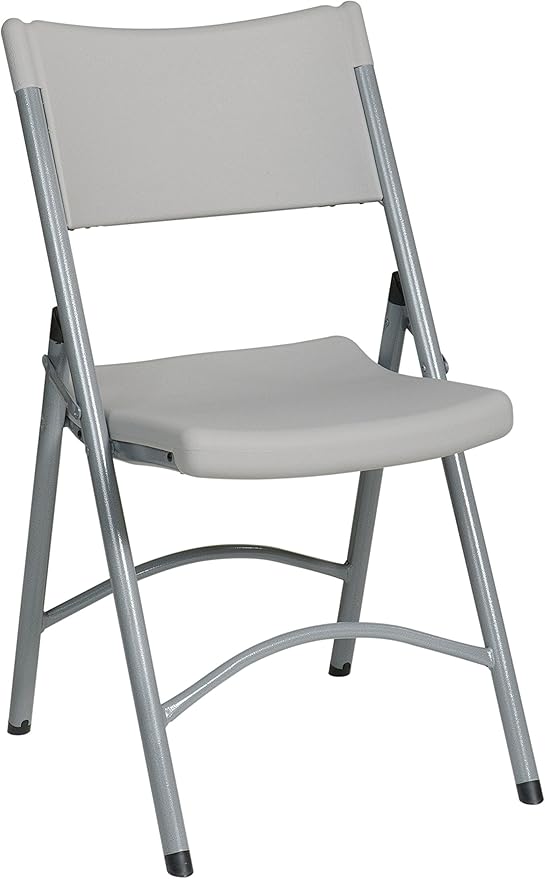 Office Star Resin Furniture for Indoor or Outdoor Use, 4-Piece Set, Curved Seat Folding Chairs Light Gray