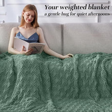 Knitted Weighted Blanket for Adult, Chunky Knit Weighted Throw for Sleep 60