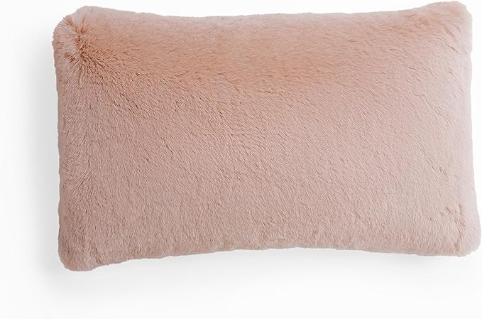 UnHide Squish Lumbar Pillow - Faux Fur Pillow - Extra Soft Throw Pillow - Rectangular Shaped, Polyester Fill - Machine Washable - Perfect for Living Room Or Bedroom - 10” x 18” - Rosy Baby