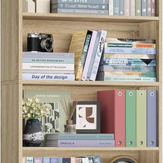 FOTOSOK 6-Tier Open Bookcase and Bookshelf, Freestanding Display Storage Shelves Tall Bookshelf Bookcase for Bedroom, Living Room and Office, Light Oak