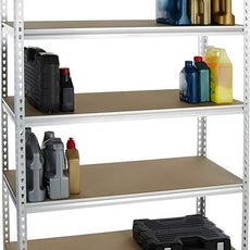 Amazon Basics 5-Tier Medium Duty Storage Shelving Single Post Press Board Shelf - 48 x 18 x 72 Inches, Aluminum