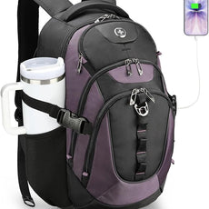 Swissdigital Design Laptop Backpack with USB Charging Port, Travel Backpack Fits 15.6 inches Computer, 31L College School Backpack for Women, Light Purple/Black | SD803-85